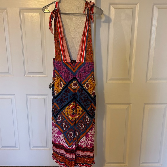 Free People • Maritzah One Piece jumpsuit culotte wide leg romper patchwork boho - Picture 3 of 5